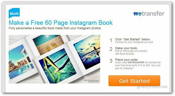 WeTransfer ofrece un libro de fotos de Instagram de 60 páginas gratis