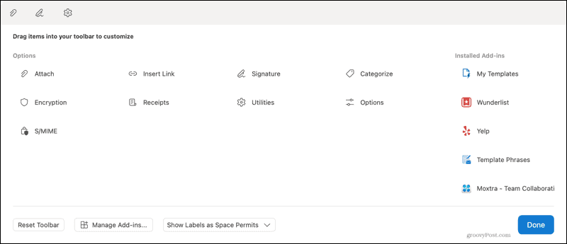 Nueva barra de herramientas de correo electrónico