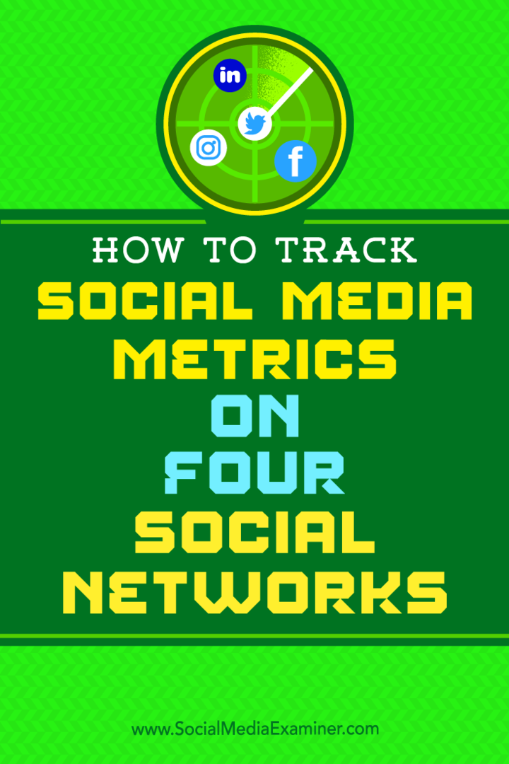 Cómo rastrear métricas de redes sociales en cuatro redes sociales por Joe Griffin en Social Media Examiner.