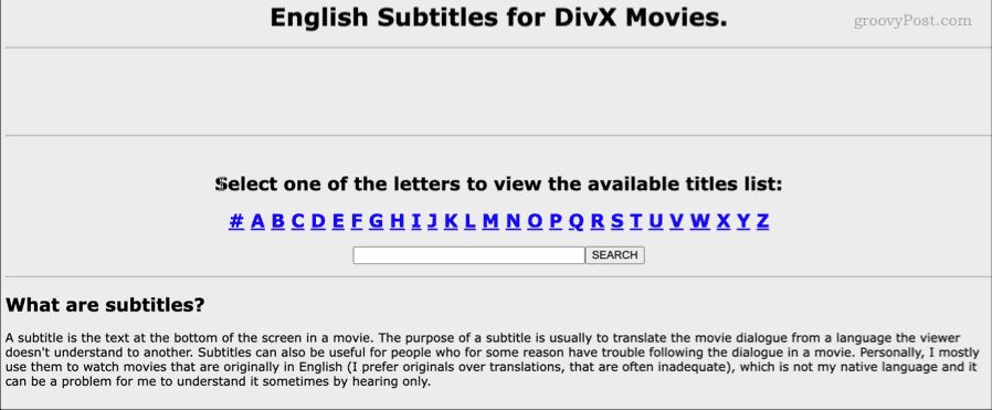 subtítulos en inglés para la página de inicio de películas divx