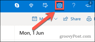 Icono de configuración en Outlook
