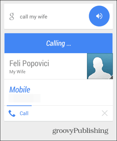 Llame a mamá Google Now llame a esposa