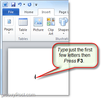 use la tecla f3 para insertar texto automático en Word o Outlook