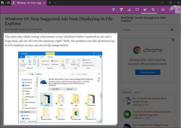 Cómo compartir contenido web con Microsoft Edge en Windows 10