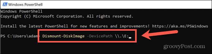 powershell desmonta el nombre de la unidad