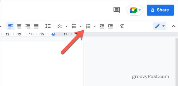 Insertar una lista numerada en Google Docs