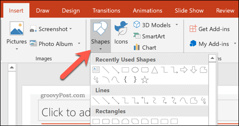 Insertar una forma en una presentación de PowerPoint