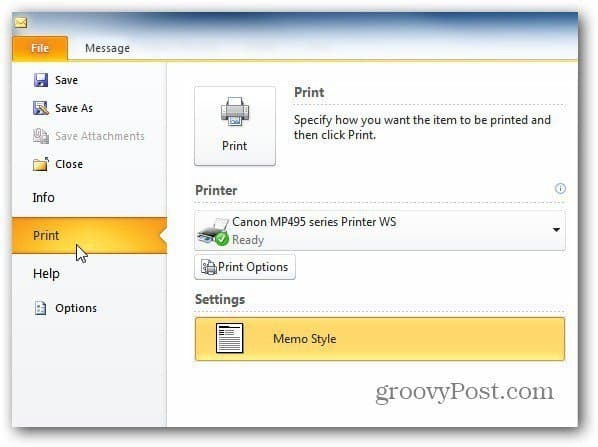 Outlook 2010: imprimir solo una página de un mensaje