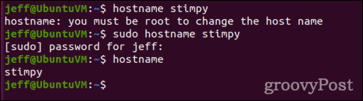 cómo cambiar el nombre de host en Linux usando el comando de nombre de host