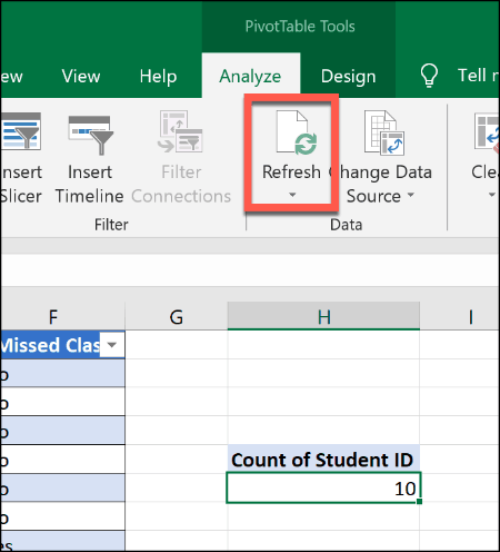 Actualizar una tabla dinámica en Excel