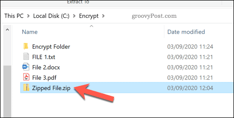 Abrir un archivo zip en Windows 10