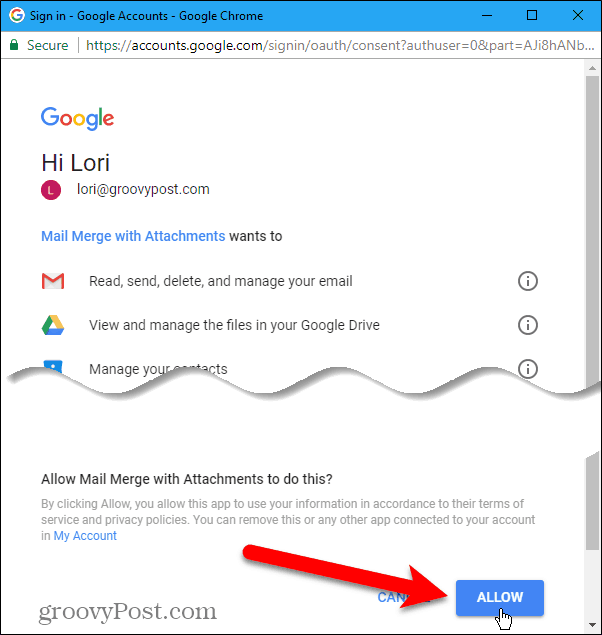 Permitir acceso a la cuenta de Gmail