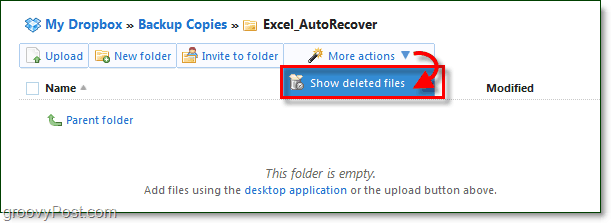 Mostrar archivos borrados en Dropbox