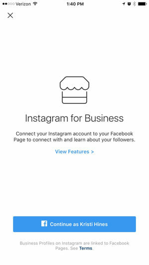 perfil de negocio de instagram conectarse a la página de facebook