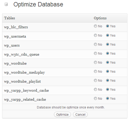 optimizar la base de datos de wordpress