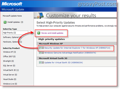 Cómo instalar actualizaciones usando Microsoft Update