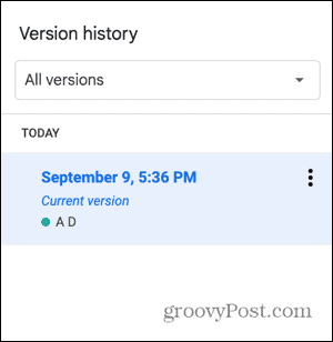 Historial de versiones vacías de Google Docs