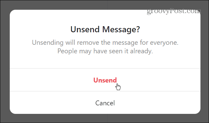 Cancelar el envío de un mensaje en Instagram