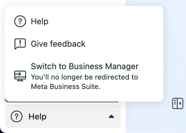 imagen de la opción Cambiar a Business Manager en Meta Business Suite
