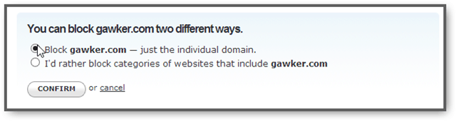 bloqueo de nombre de dominio individual usando DNS