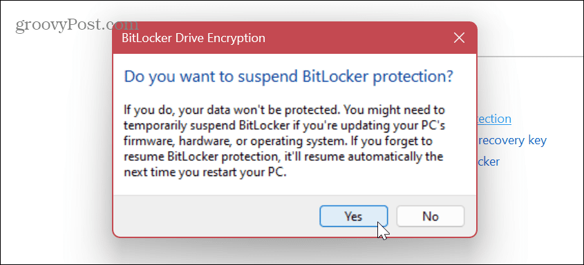 Deshabilitar o suspender BitLocker 