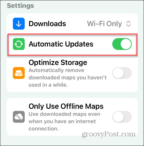 actualizaciones automáticas de mapas sin conexión en Apple Maps
