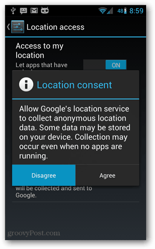 consentimiento de ubicación de Android