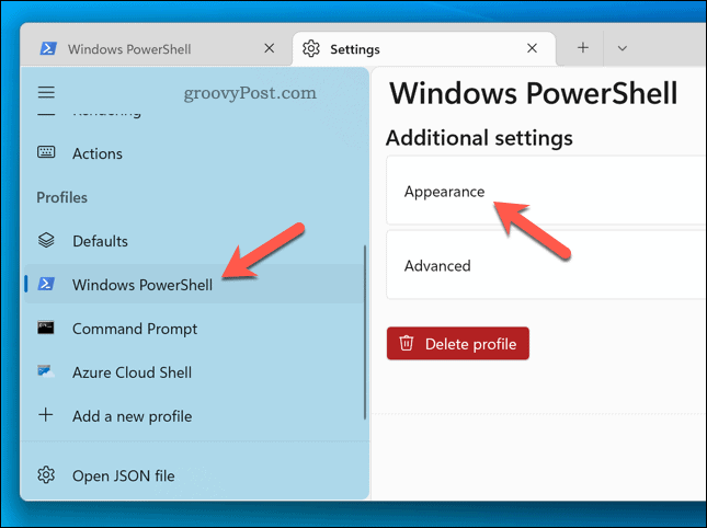 Cambiar la configuración de apariencia de la Terminal de Windows