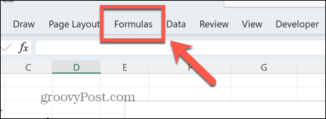 menú de fórmulas de excel