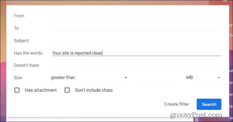 establecer entradas de filtro de gmail