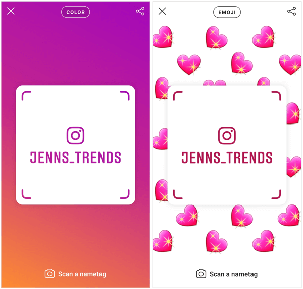 Toque el fondo de la pantalla para personalizar su hashtag de Instagram.