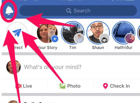 Facebook parece haber movido el ícono de Notificaciones de la parte inferior a la parte superior de la aplicación móvil para iOS.