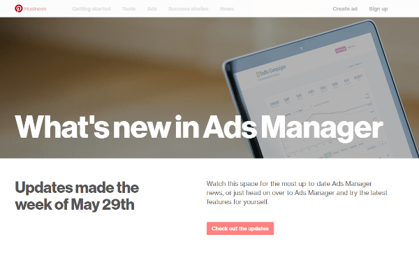 Pinterest implementó varias funciones nuevas en Ads Manager la semana del 29 de mayo.