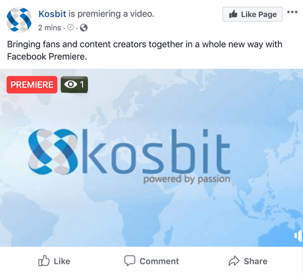 Ejemplo de estreno de Facebook por kosbit, estreno de video