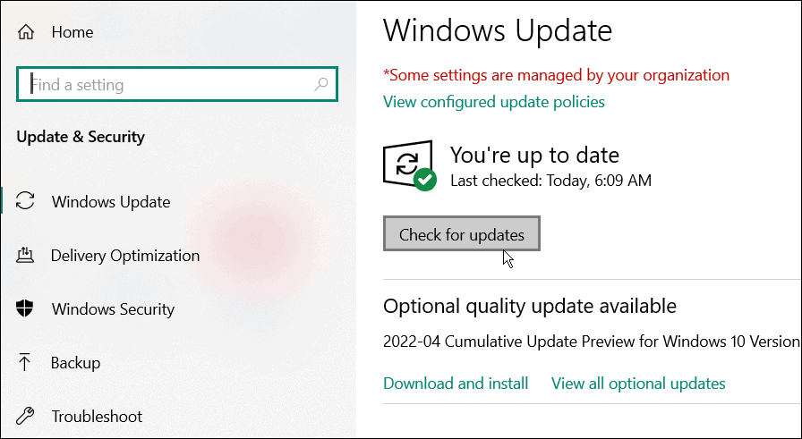 buscar actualizaciones windows 10