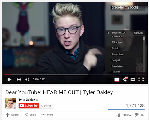 Tyler Oakley video con subtítulos