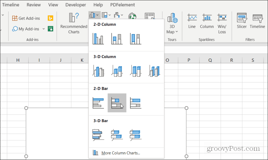 Insertar gráfico apilado en Excel