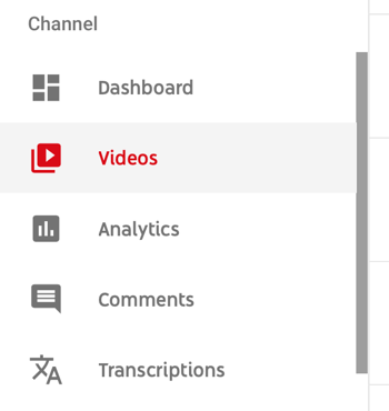 Cómo usar una serie de videos para hacer crecer su canal de YouTube, opción de menú para seleccionar un video específico de YouTube para ver datos analíticos