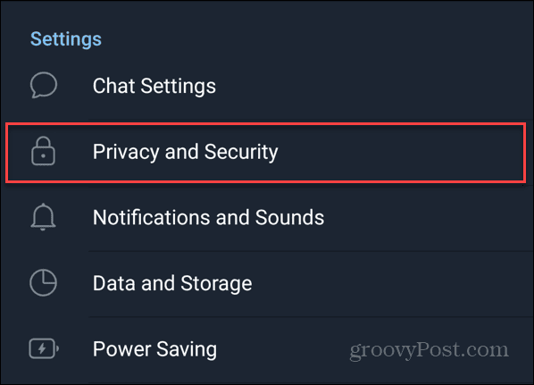 Configuración de privacidad y seguridad en Telegram en Android