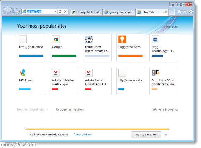 Recorrido de captura de pantalla de Internet Explorer 9 Beta