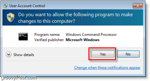 Captura de pantalla de Windows 7 -go a través de cmd admin uac