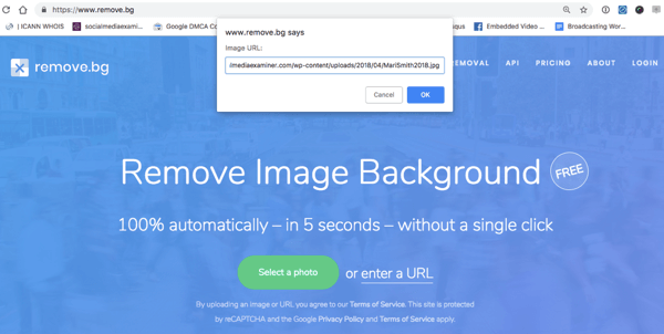 remove.bg usa IA para eliminar fondos de imágenes, automáticamente.