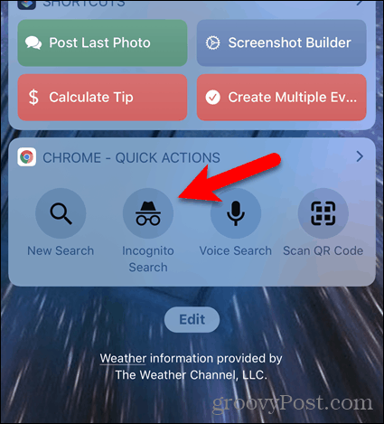 Toque Búsqueda de incógnito en el widget de Chrome en iOS