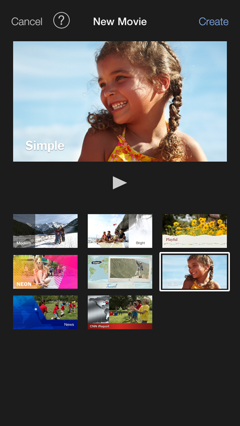 galería de temas en imovie