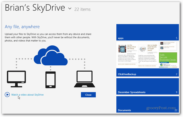 Nueva pantalla de inicio de SkyDrive