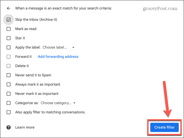 gmail crear botón de filtro