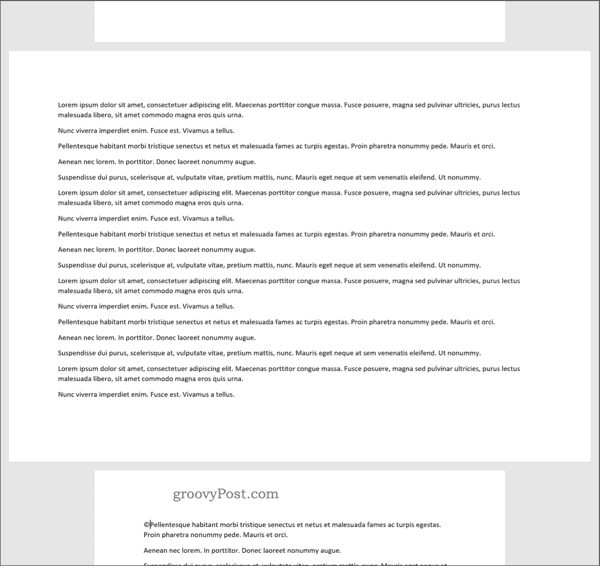 Un documento de Word con múltiples diseños de página.