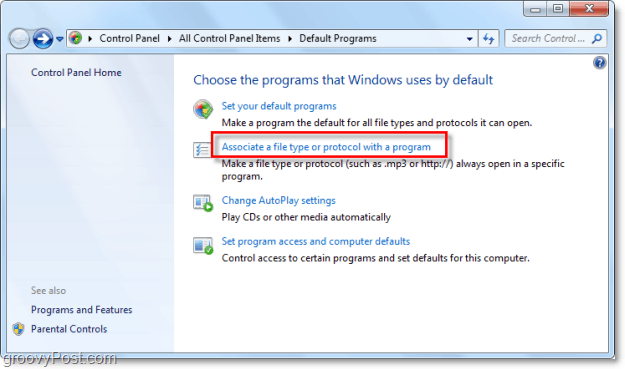Cambio de asociaciones de archivos en Windows 7