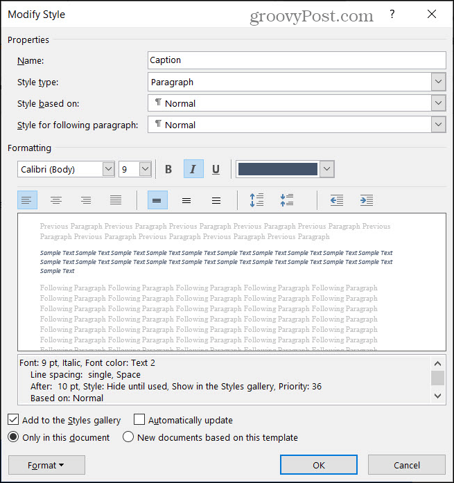 Cambiar el estilo de los subtítulos en Word