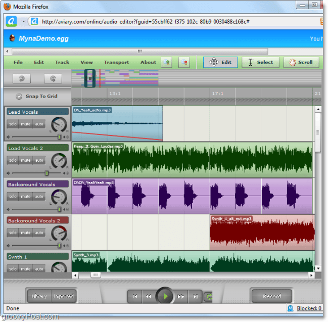 El editor de audio myna le permite empalmar audio y agregar efectos especiales